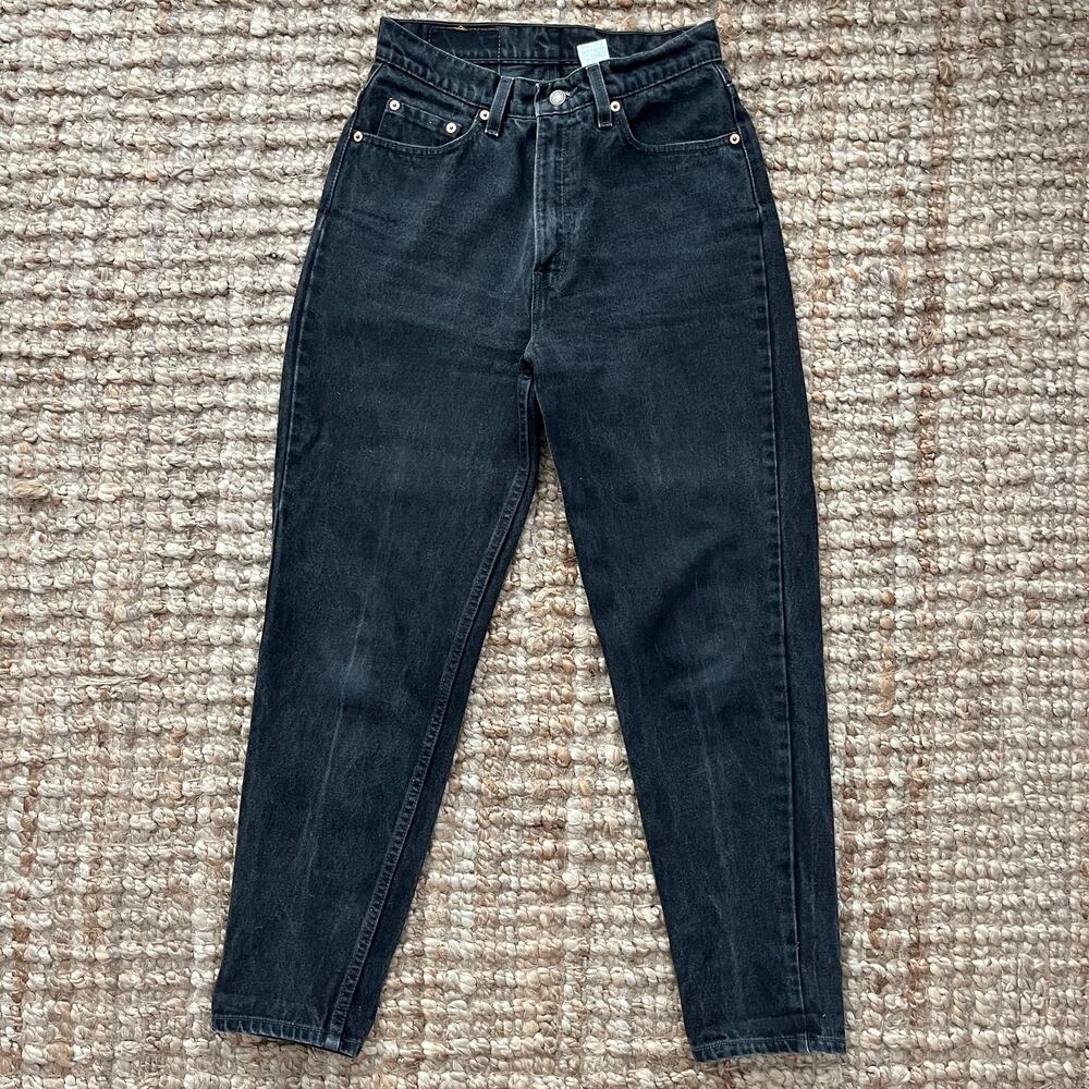 Vintage Levi’s 512 Black Mom Jeans High Rise Slim Tapered 28x29 made in USA EUC